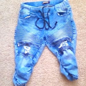 Buzz Blue Distressed Stretch Jeans Skinny Legs Pants Woman